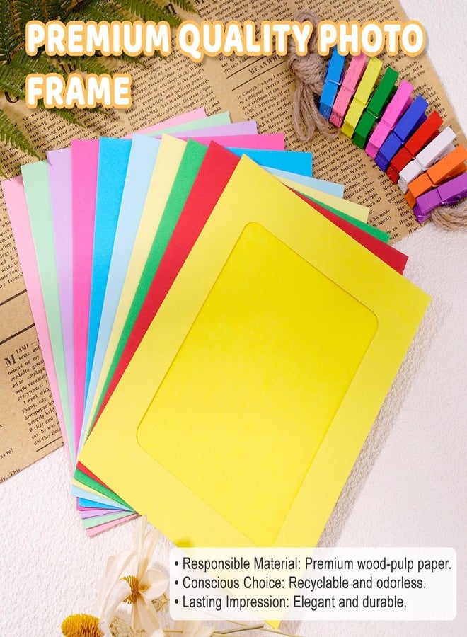 Jaarssho 4x6 Picture Frame Bulk 30 Pack Colorful, DIY Hanging Photo Banner Kit with Clips and Twine String, Wall Picture Display for Graduation Party, Paper Frames Set for Home Office - Image 3